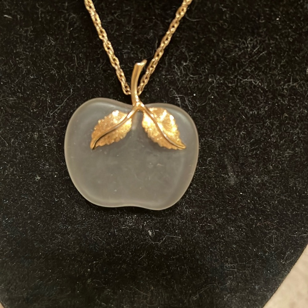 Clear Apple necklace with gold chain